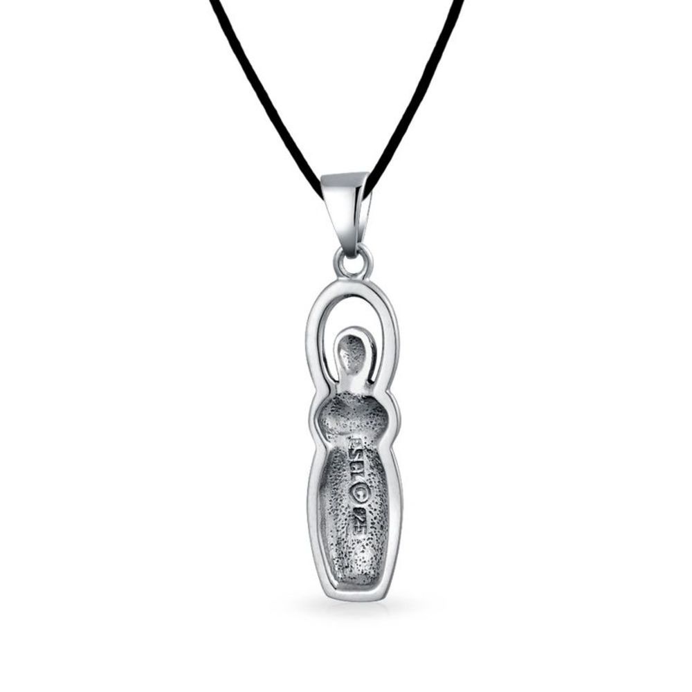 Venus Of Willendorf Pregnancy Goddess Of Fertility Pendant Silk Cord - Silver - Picture 2 of 3